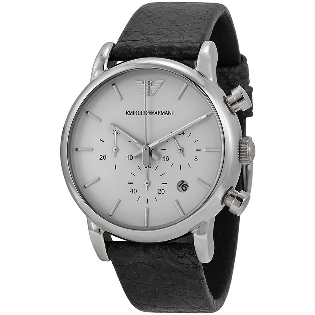 Emporio Armani Luigi AR1810 White Dial Black Leather Watch