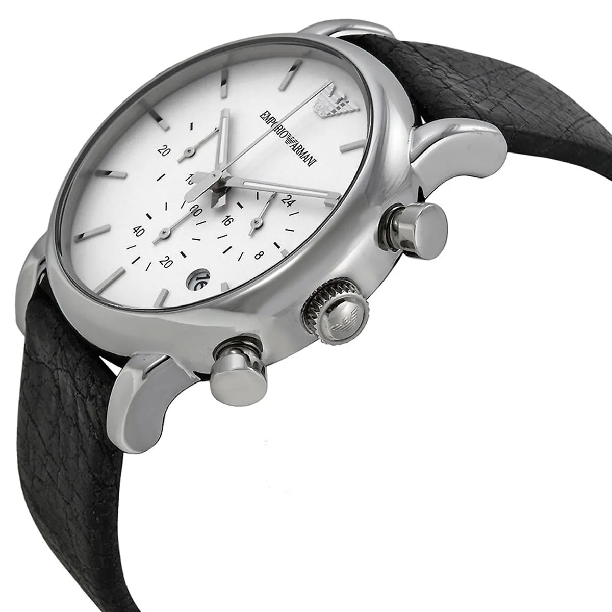 Emporio Armani Luigi AR1810 White Dial Black Leather Watch