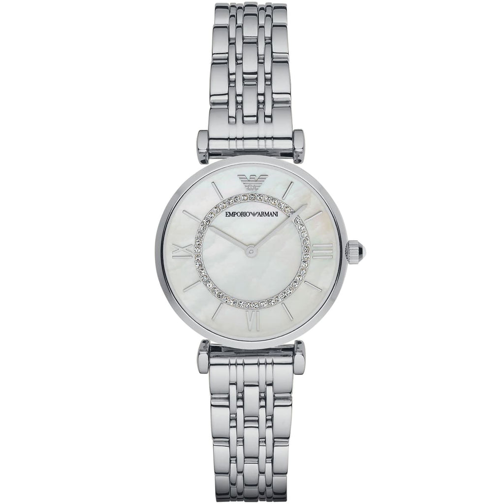 Emporio Armani AR1908 Women’s White Dial Silver Stainless Steel Gianni T-Bar Watch