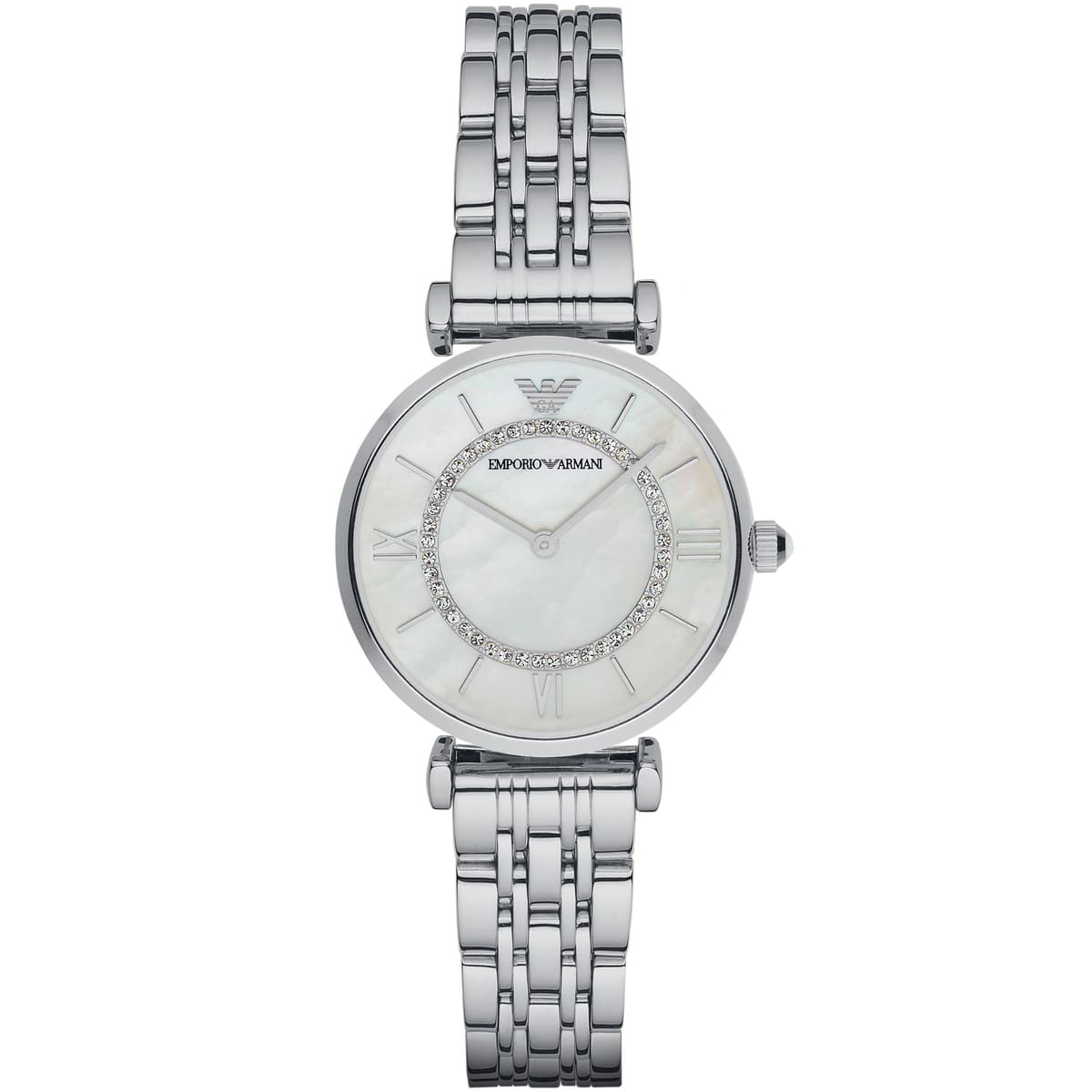 Emporio Armani AR1908 Women’s White Dial Silver Stainless Steel Gianni T-Bar Watch