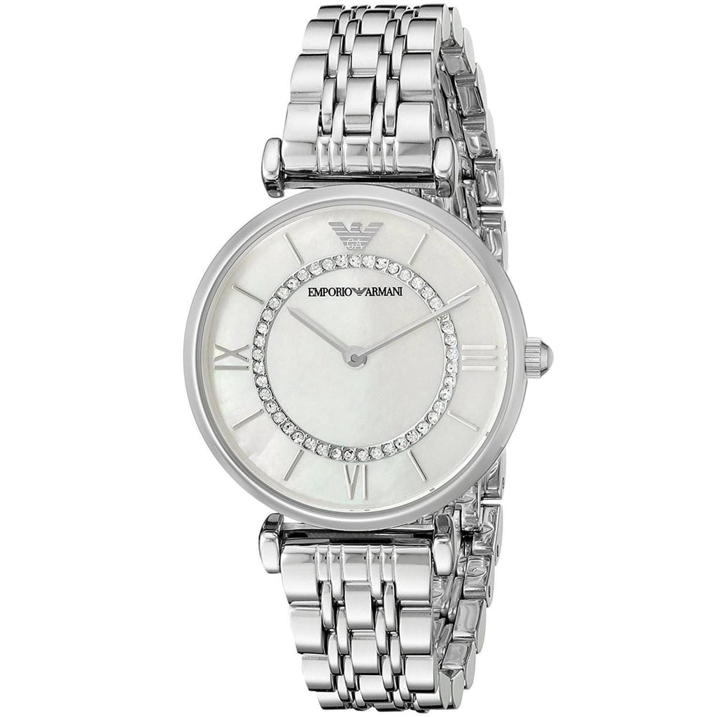 Emporio Armani AR1908 Women’s White Dial Silver Stainless Steel Gianni T-Bar Watch