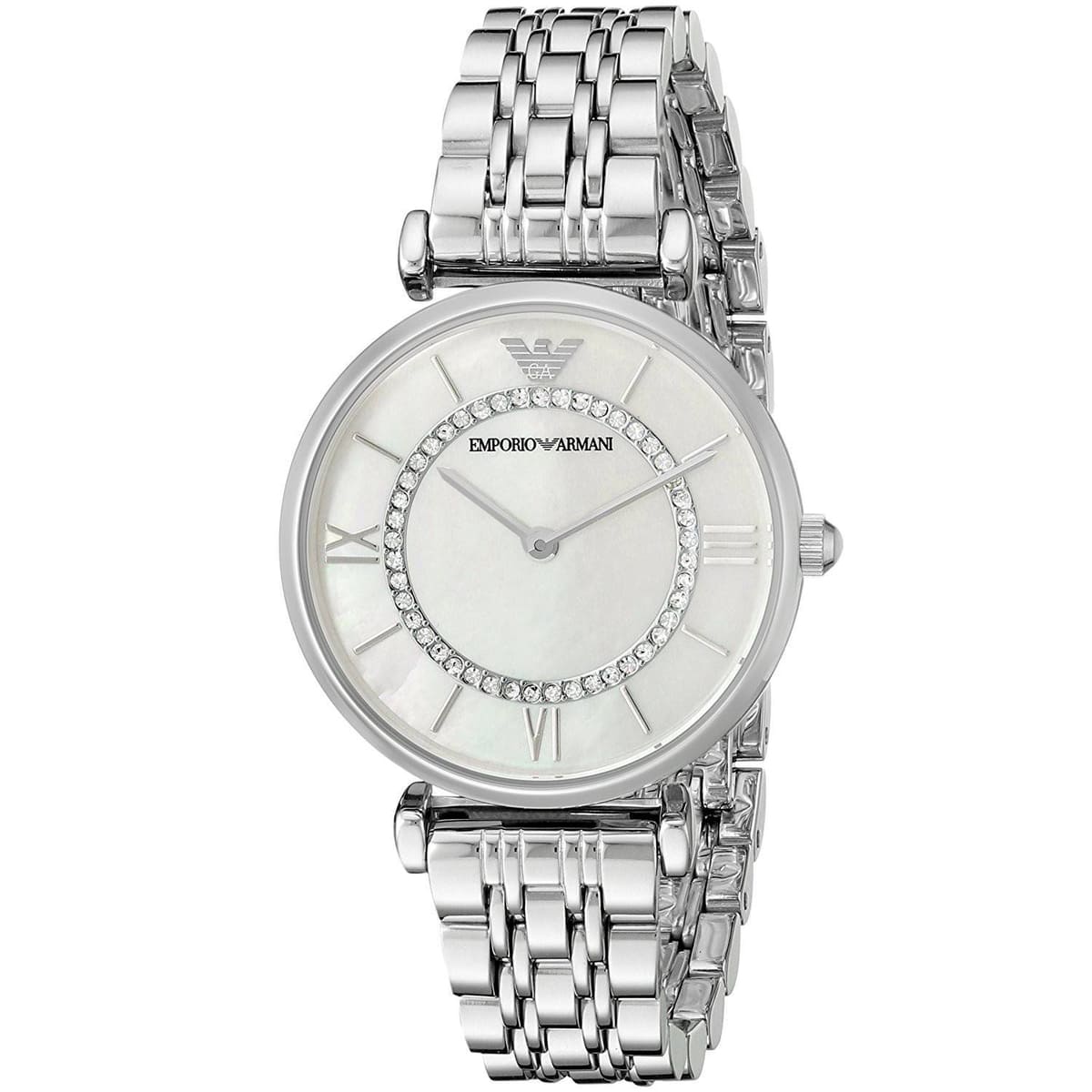 Emporio Armani AR1908 Women’s White Dial Silver Stainless Steel Gianni T-Bar Watch