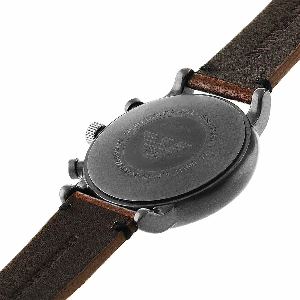 Emporio Armani Luigi AR1919 Gunmetal Brown Leather Watch