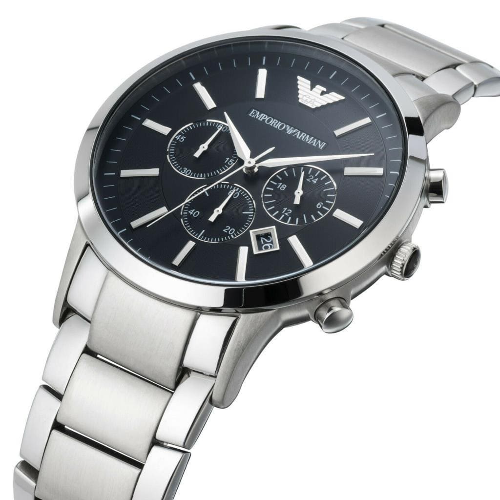 Emporio Armani Renato AR2460 XL Black Dial Silver Watch