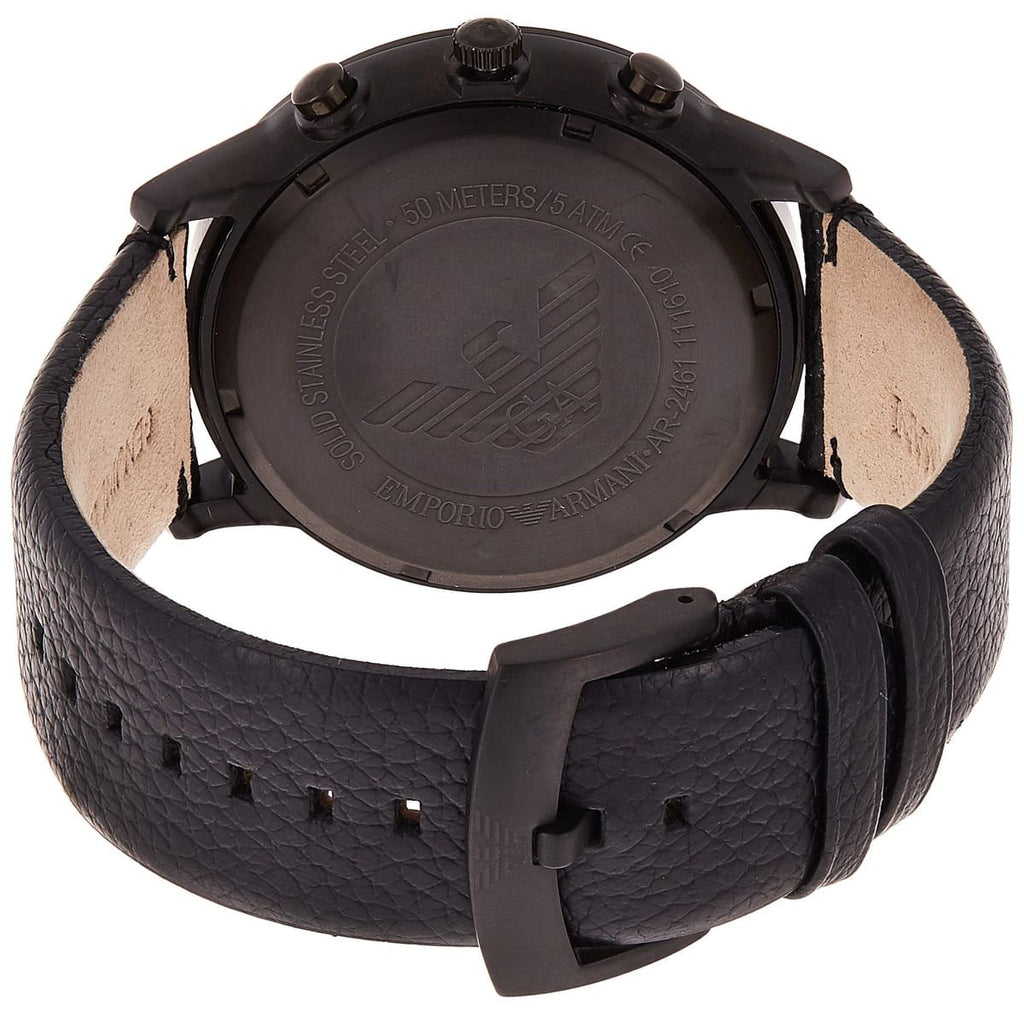 Emporio Armani Renato AR2461 All Black Leather Chronograph Watch
