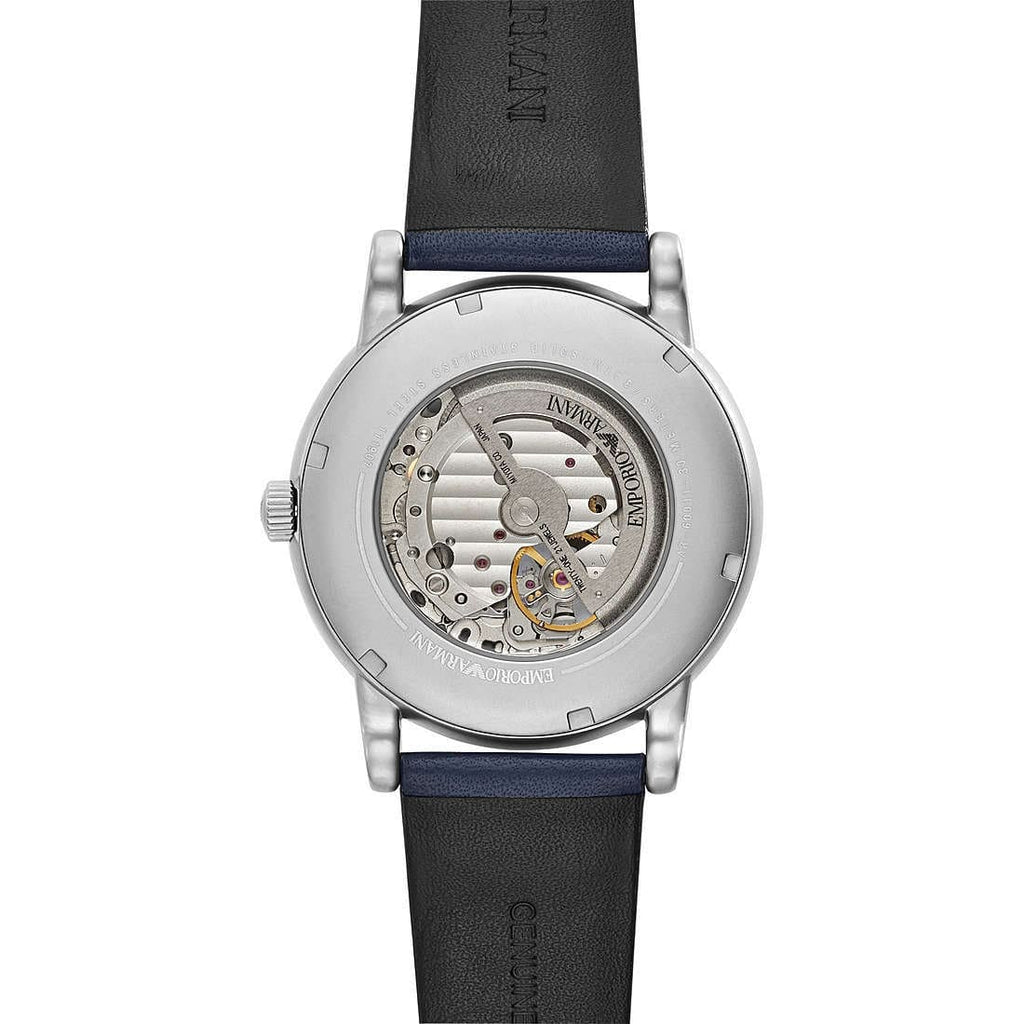 Emporio Armani Luigi AR60011 Meccanico Automatic Open-Heart Blue Leather Watch