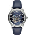 Emporio Armani Luigi AR60011 Meccanico Automatic Open-Heart Blue Leather Watch