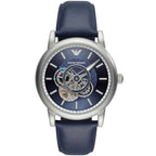 Emporio Armani Luigi AR60011 Meccanico Automatic Open-Heart Blue Leather Watch