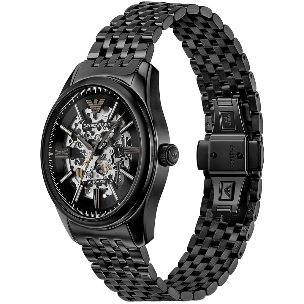 Emporio Armani Antonio AR60093 All Black Automatic Skeleton Men's Watch