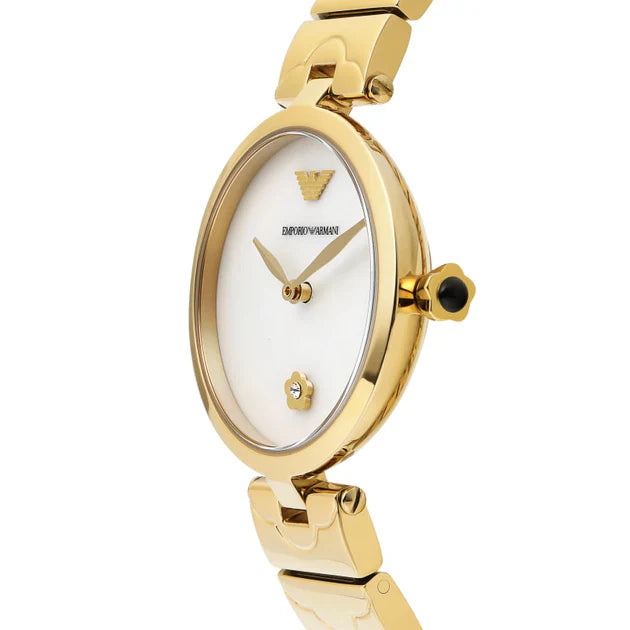 Emporio Armani AR11198 Silver Mesh MOP Crystal Watch