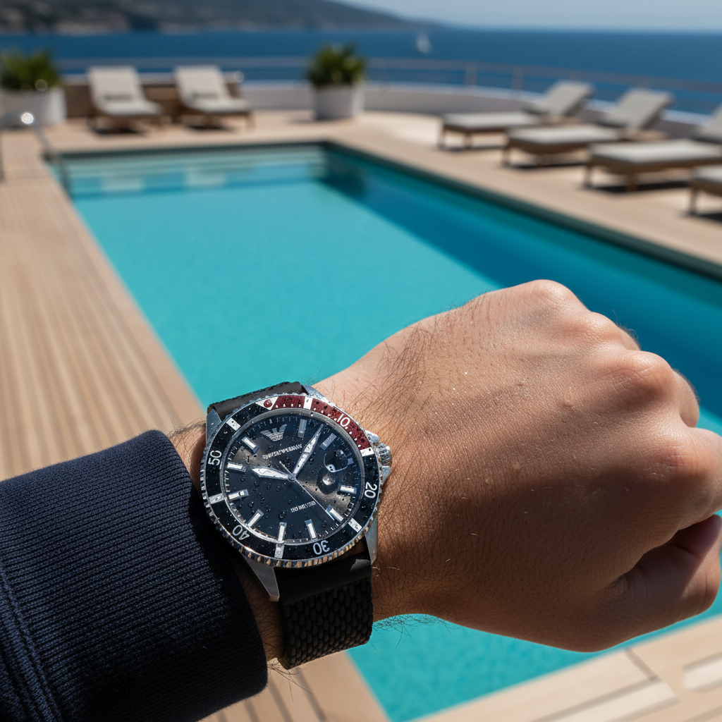 Emporio Armani AR11341 Black Dial Diver Style Chronograph Watch