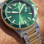 Emporio Armani AR80063 Two-Tone Green Diver Style Watch