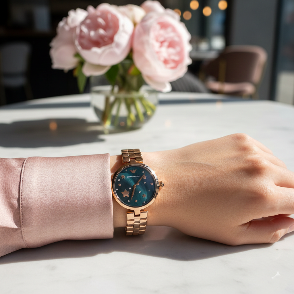 Emporio Armani Arianna AR11197 Rose Gold Mesh MOP Watch