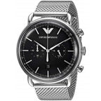 Emporio Armani Aviator AR11104 Silver Mesh Chronograph Watch