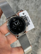 Emporio Armani Aviator AR11104 Silver Mesh Chronograph Watch