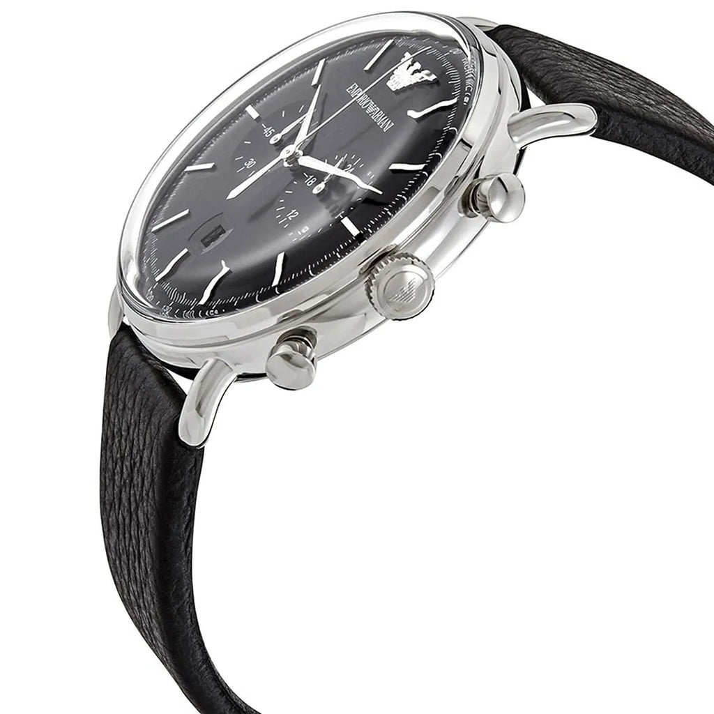 Emporio Armani Aviator AR11143 Black Leather Chronograph Watch