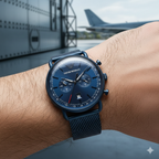 Emporio Armani Aviator AR11289 All-Blue Mesh Chronograph Watch