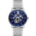 Emporio Armani Aviator AR60024 Meccanico Automatic Skeleton Blue Watch