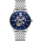 Emporio Armani Aviator AR60024 Meccanico Automatic Skeleton Blue Watch