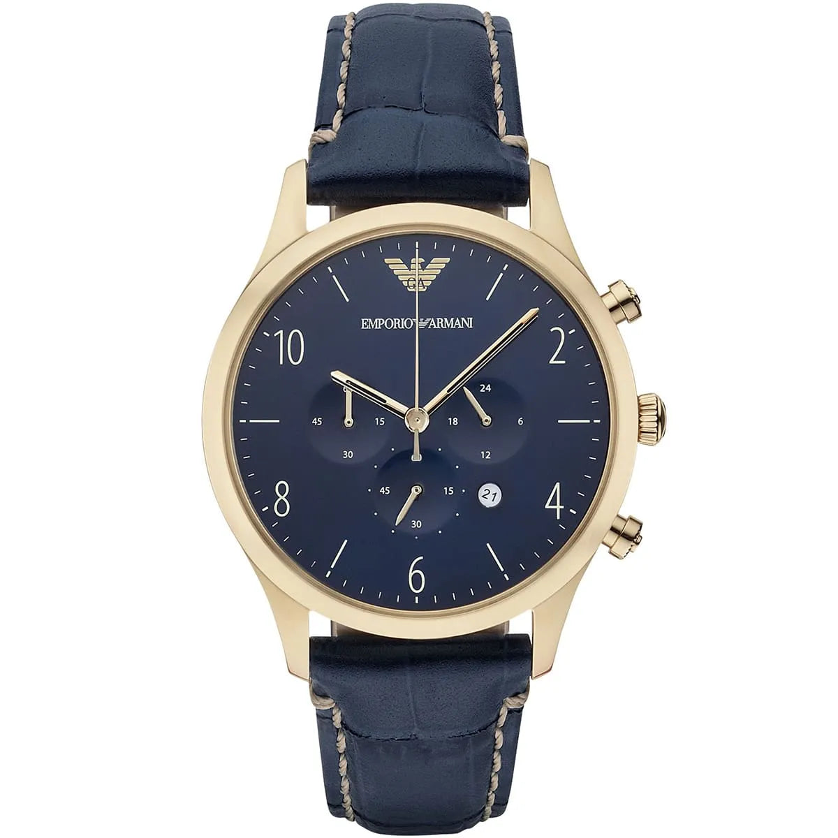 Emporio Armani Beta AR1862 Blue Leather Gold Watch