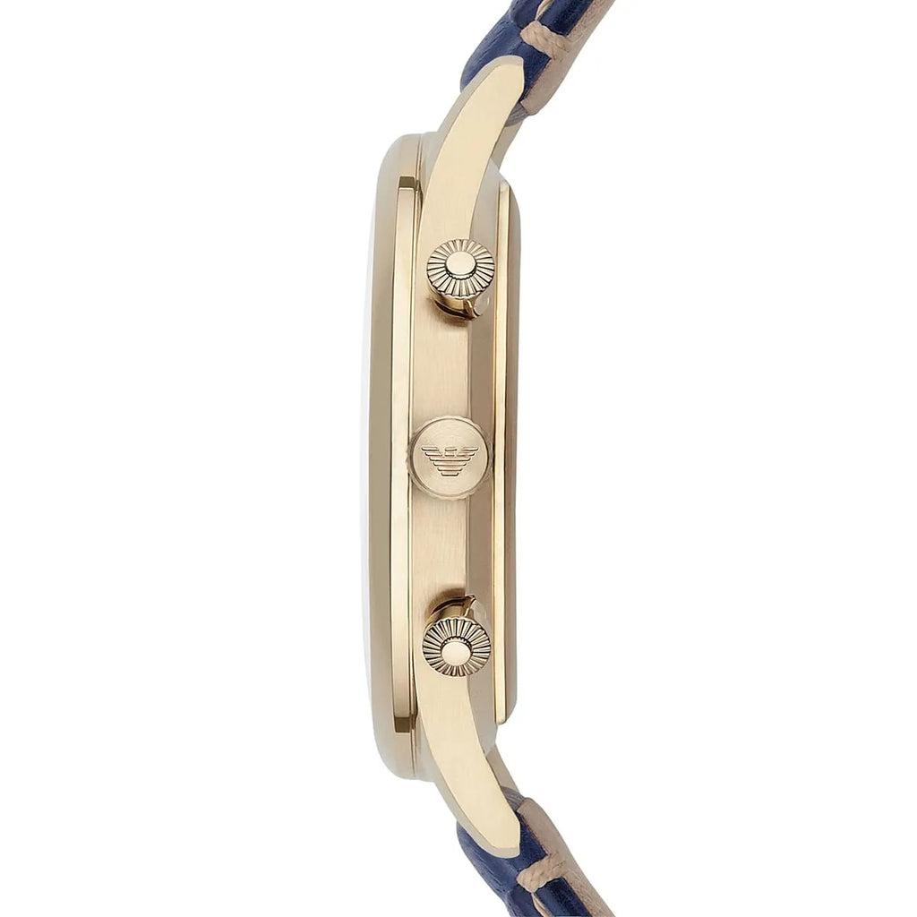 Emporio Armani Beta AR1862 Blue Leather Gold Watch