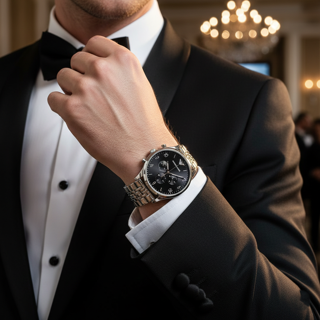 Emporio Armani Beta AR1863 Black Dial Multi-Link Watch