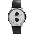 Emporio Armani Classic AR0385 White Panda Dial Leather Watch
