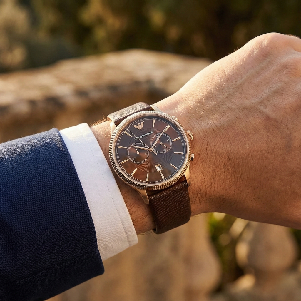 Emporio Armani Classic AR1793 Brown Dial Rose Gold Watch
