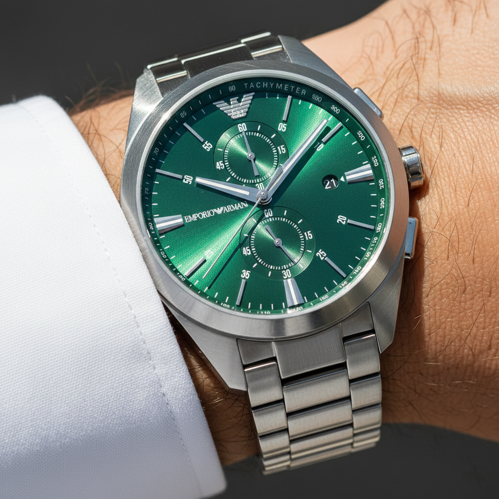 Emporio Armani Claudio AR11480 Green Dial Silver Watch