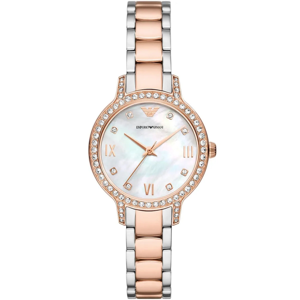 Emporio Armani Cleo AR11499 Two-Tone Mother of Pearl Ladies Watch