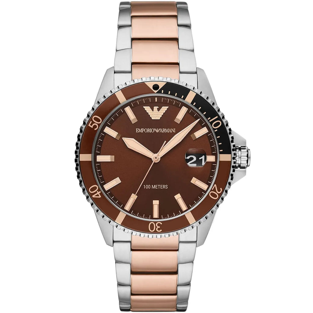 Emporio Armani Diver AR11340 Chocolate Brown Two-Tone Watch