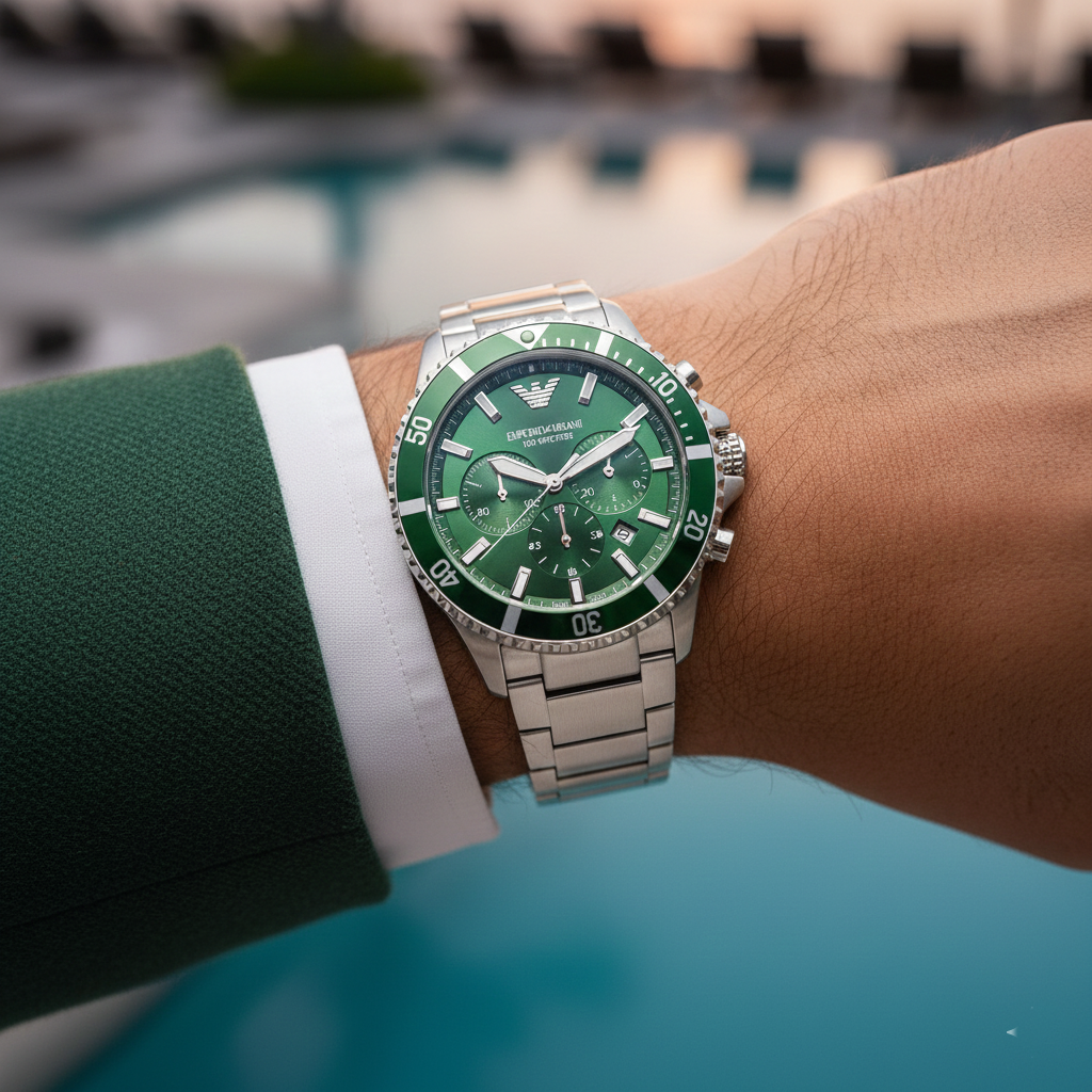Emporio Armani Diver AR11500 Green Chronograph Watch