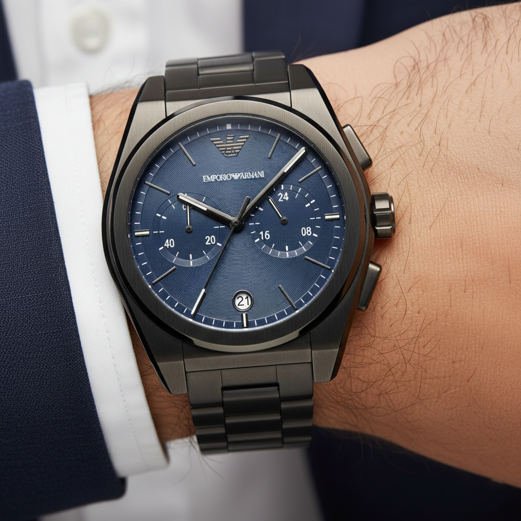 Emporio Armani Federico AR11561 Gunmetal Blue Dial Chronograph Watch