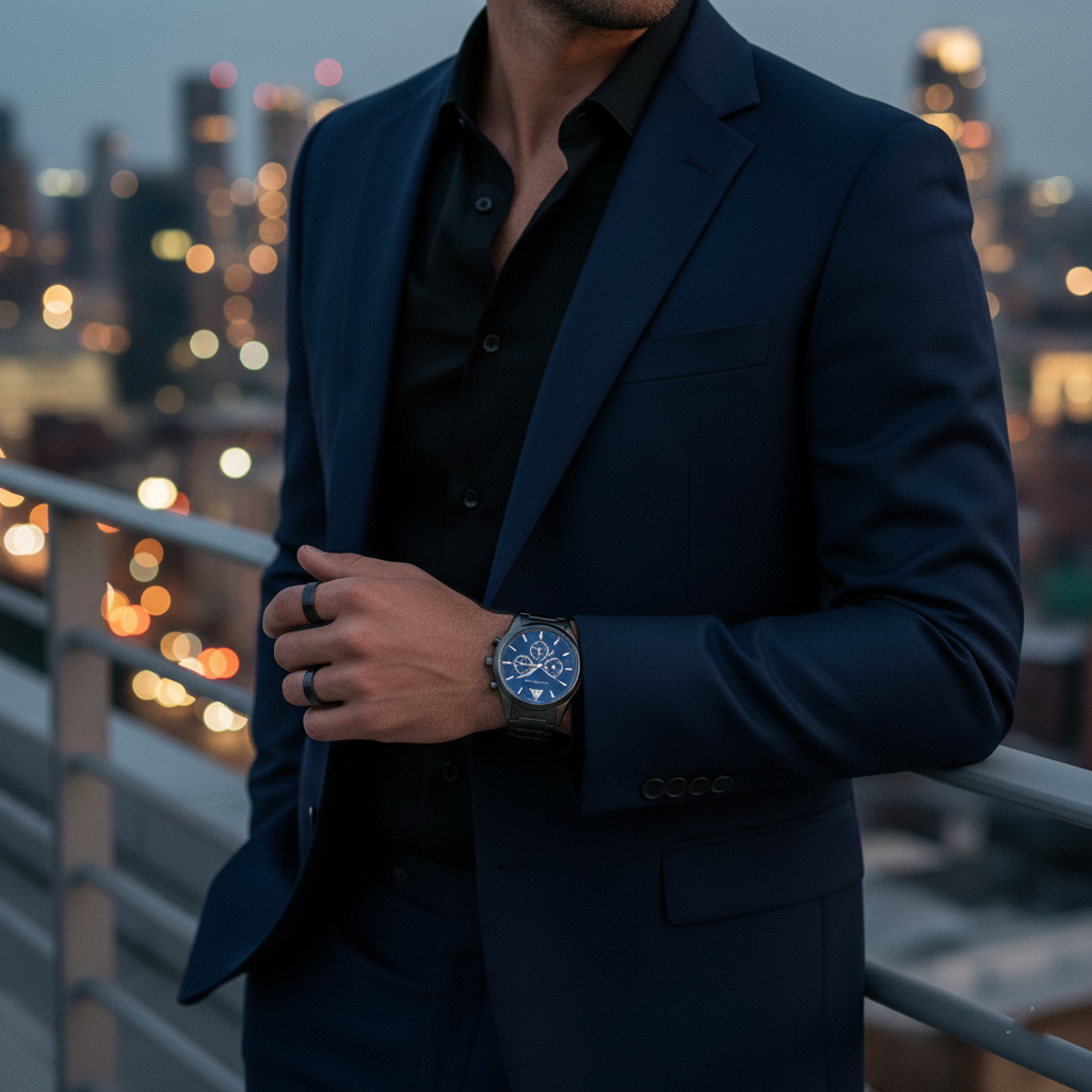 Emporio Armani Federico AR11561 Gunmetal Blue Dial Chronograph Watch