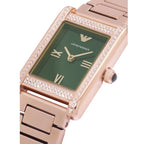 Emporio Armani Genni AR11641 Rose Gold Green Rectangular Ladies Watch
