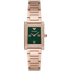 Emporio Armani Genni AR11641 Rose Gold Green Rectangular Ladies Watch