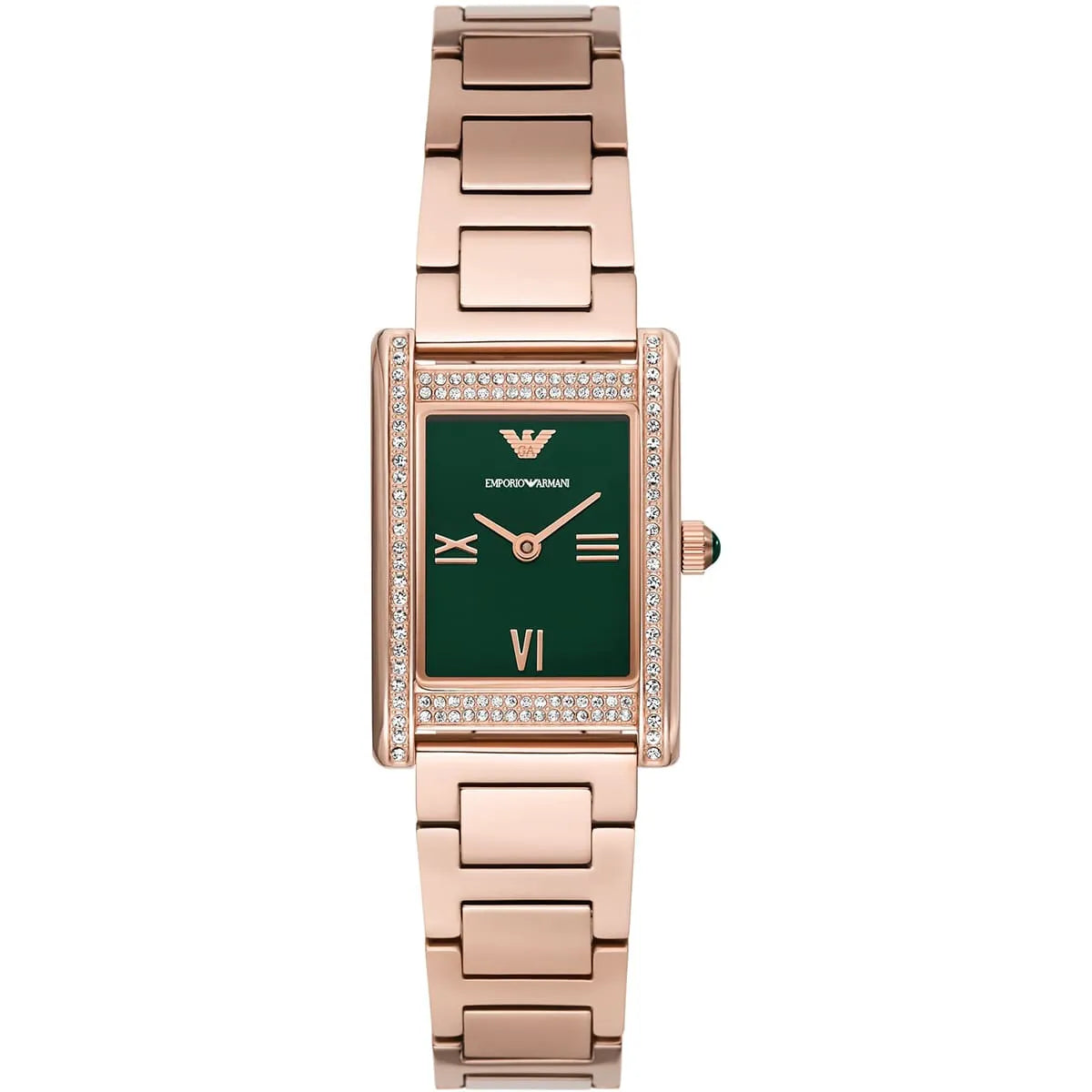 Emporio Armani Genni AR11641 Rose Gold Green Rectangular Ladies Watch