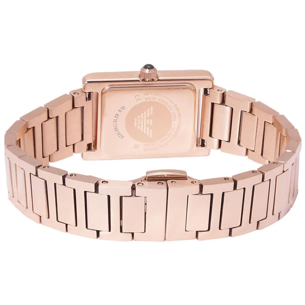 Emporio Armani Genni AR11641 Rose Gold Green Rectangular Ladies Watch