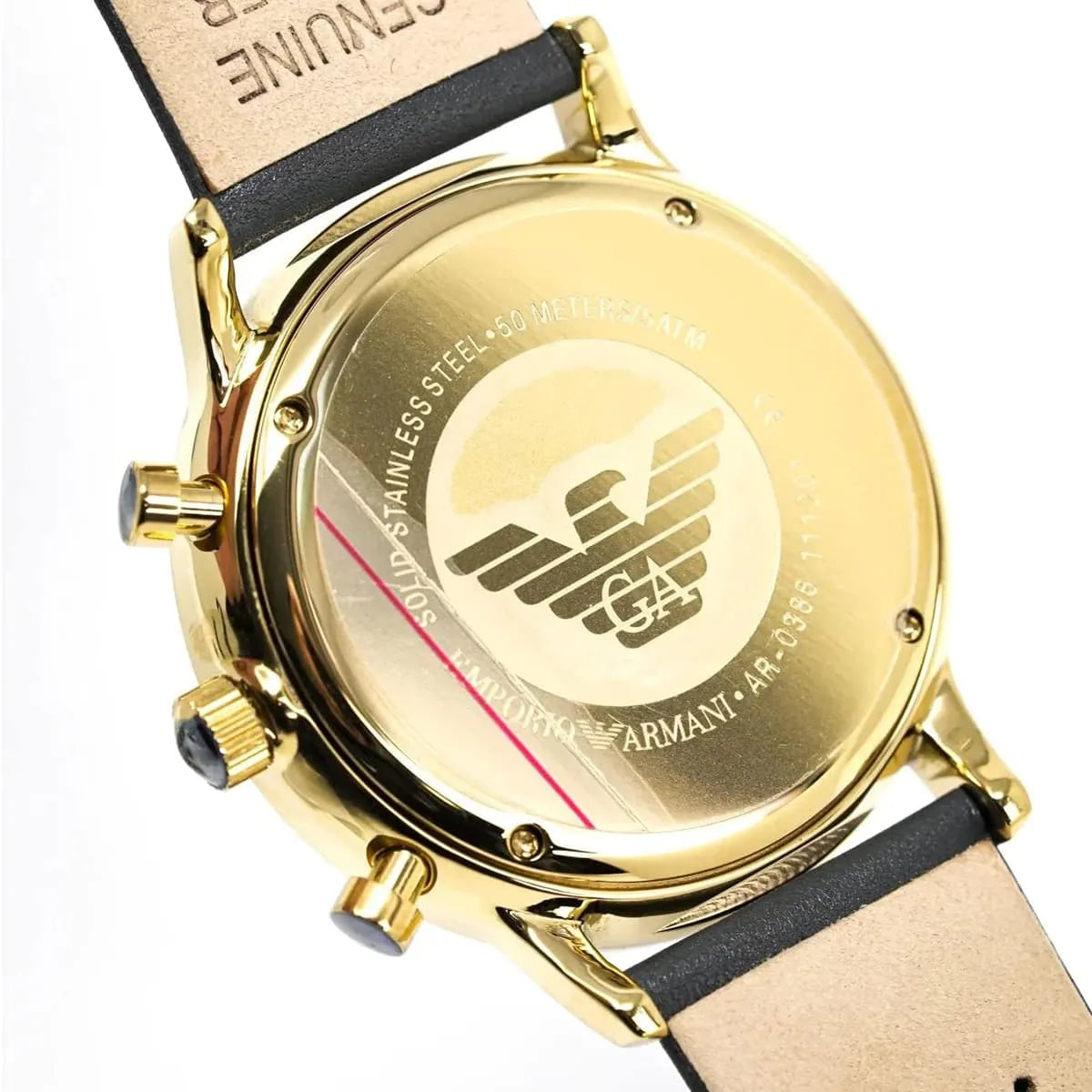 Emporio Armani Gianni AR0386 Gold Beige Chronograph Watch