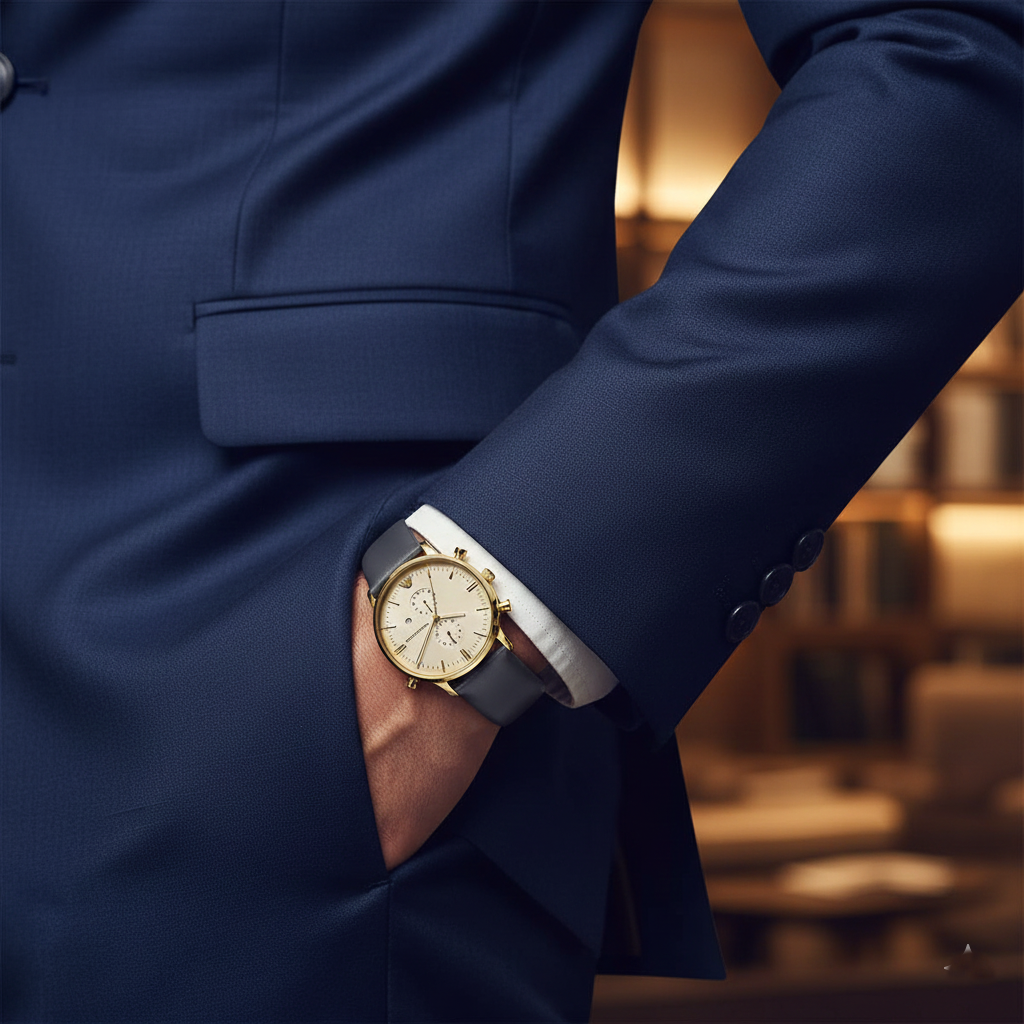 Emporio Armani Gianni AR0386 Gold Beige Chronograph Watch