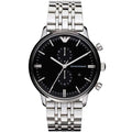 Emporio Armani Gianni AR0389 Black Dial Silver Chronograph Watch