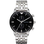 Emporio Armani Gianni AR0389 Black Dial Silver Chronograph Watch