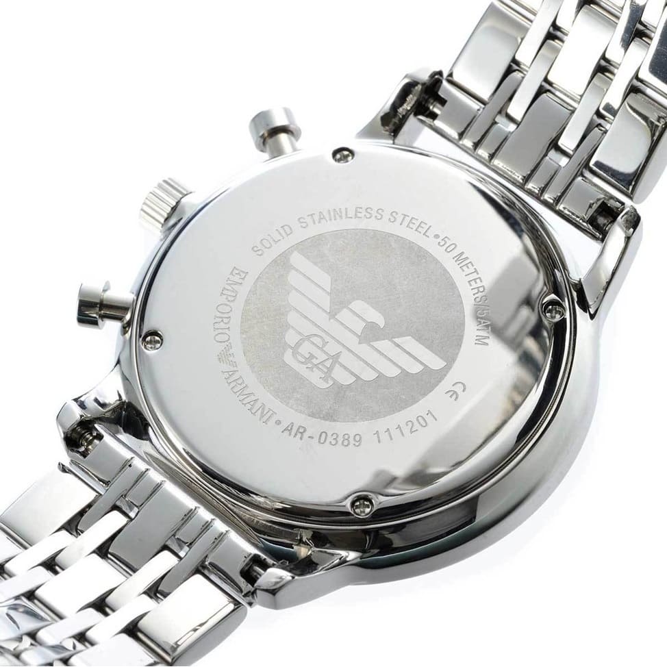 Emporio Armani Gianni AR0389 Black Dial Silver Chronograph Watch