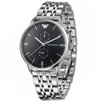 Emporio Armani Gianni AR0389 Black Dial Silver Chronograph Watch
