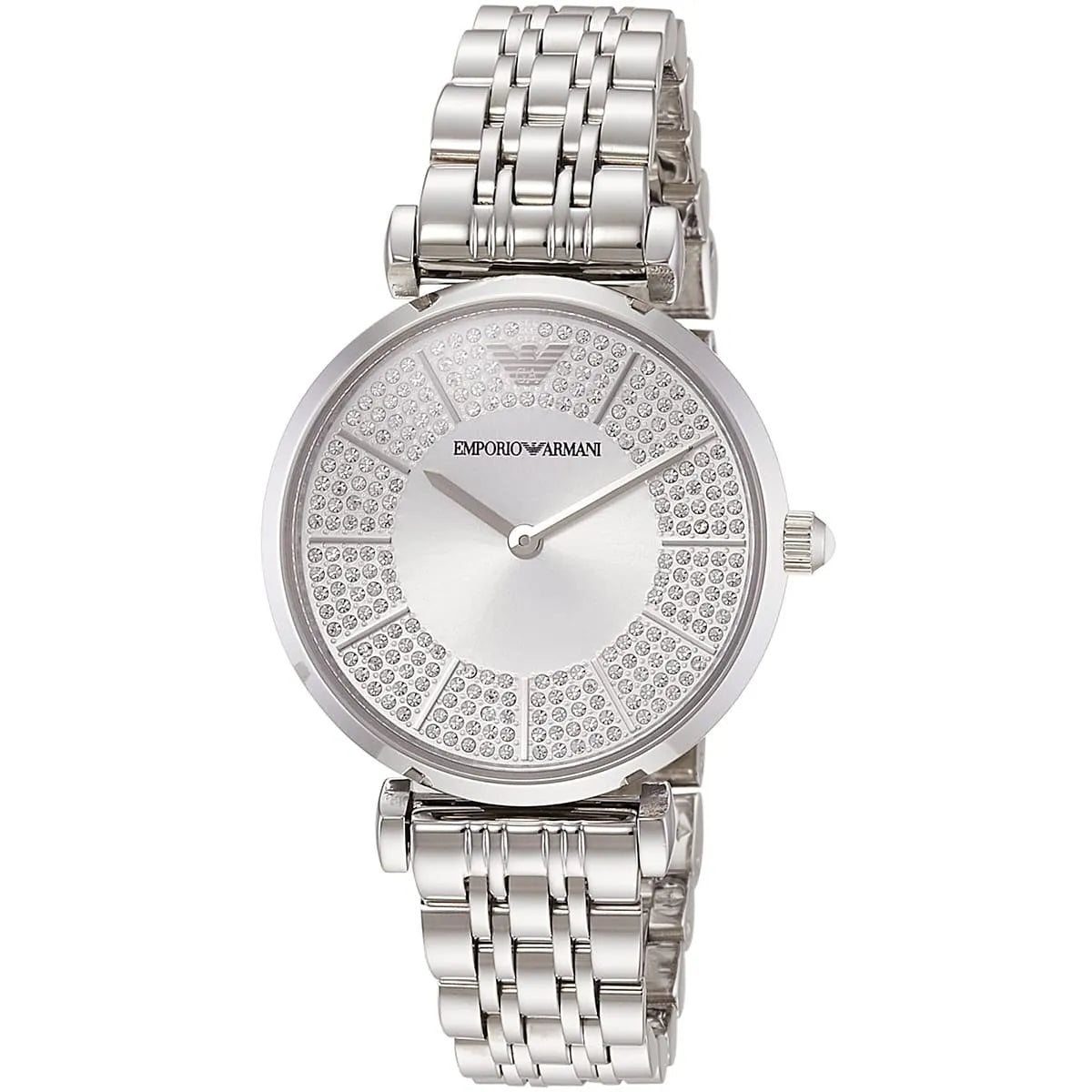 Emporio Armani Gianni T-Bar AR11445 Full Crystal Silver Dial Watch