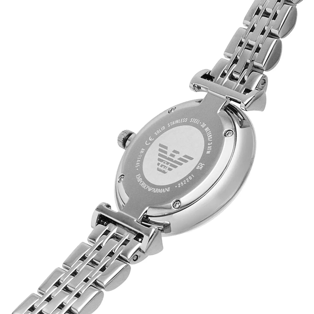 Emporio Armani Gianni T-Bar AR11445 Full Crystal Silver Dial Watch
