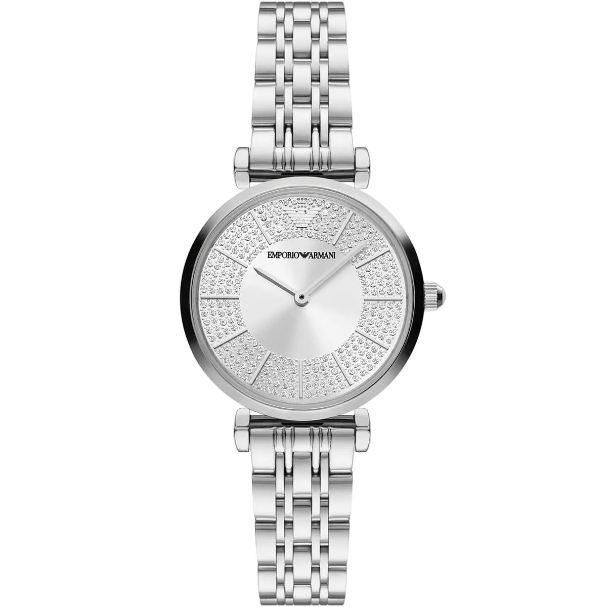 Emporio Armani Gianni T-Bar AR11445 Full Crystal Silver Dial Watch