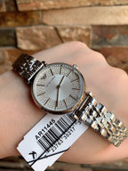 Emporio Armani Gianni T-Bar AR11445 Full Crystal Silver Dial Watch