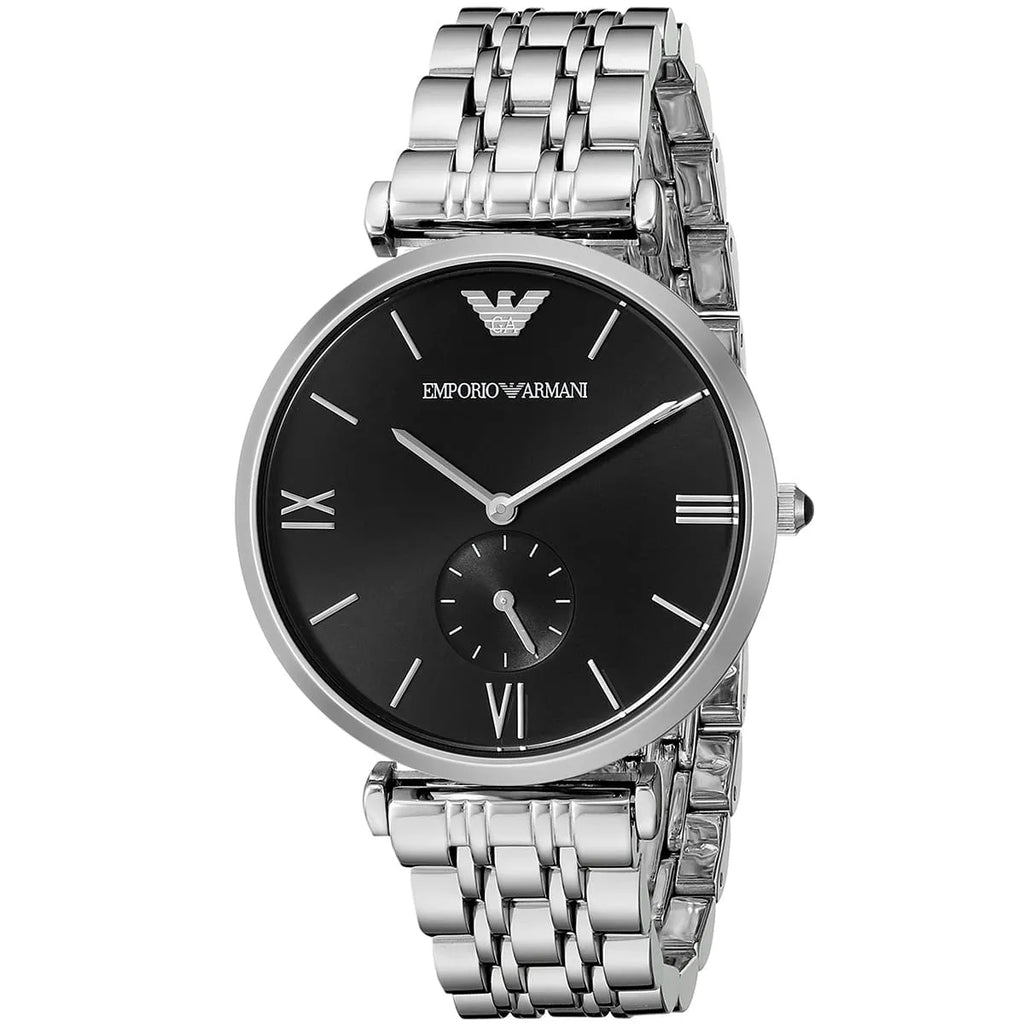 Emporio Armani Gianni T-Bar AR1676 Black Dial Small Seconds Watch