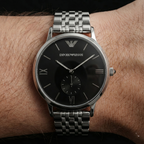 Emporio Armani Gianni T-Bar AR1676 Black Dial Small Seconds Watch
